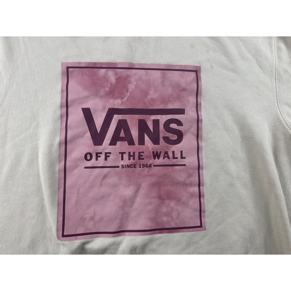 Vans Sweatshirt Women XL Beige Tie-Dye Logo Box Cotton Blend Streetwear Skater - Picture 6 of 11